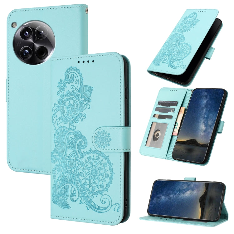 Datura Flower Embossed Flip Leather Phone Case, For OnePlus 13T, For OnePlus Ace 5 / 13R Global, For OnePlus 12