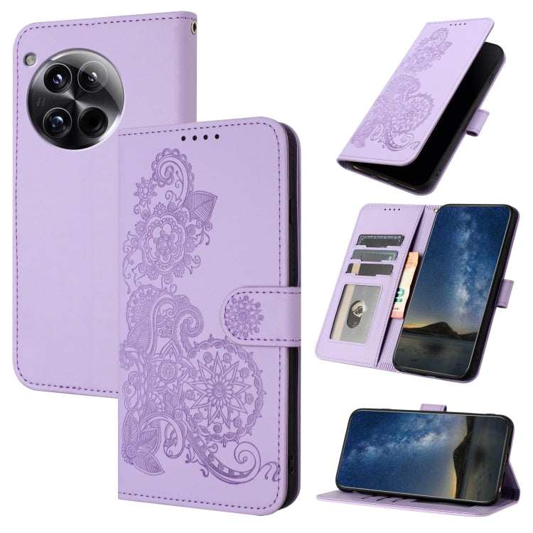 Datura Flower Embossed Flip Leather Phone Case, For OnePlus 13T, For OnePlus Ace 5 / 13R Global, For OnePlus 12