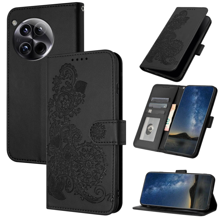 Datura Flower Embossed Flip Leather Phone Case, For OnePlus 13T, For OnePlus Ace 5 / 13R Global, For OnePlus 12