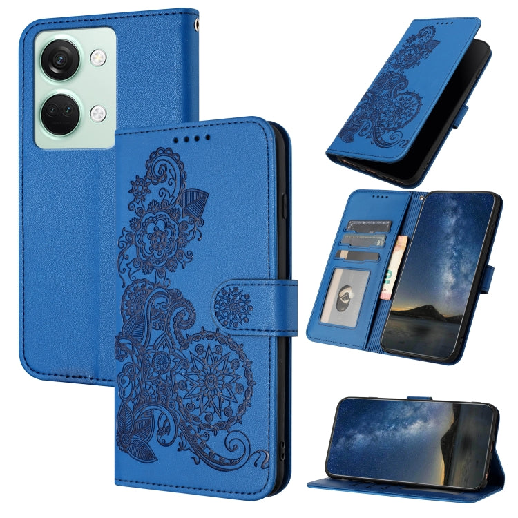 Datura Flower Embossed Flip Leather Phone Case, For OnePlus Ace 2V