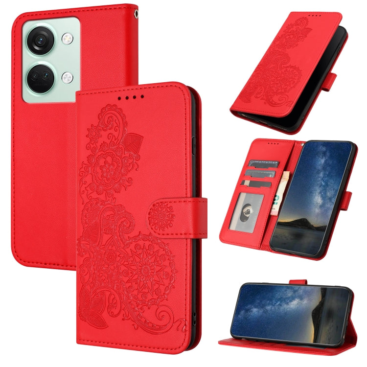 Datura Flower Embossed Flip Leather Phone Case, For OnePlus Ace 2V