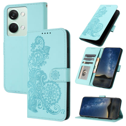 Datura Flower Embossed Flip Leather Phone Case, For OnePlus Ace 2V
