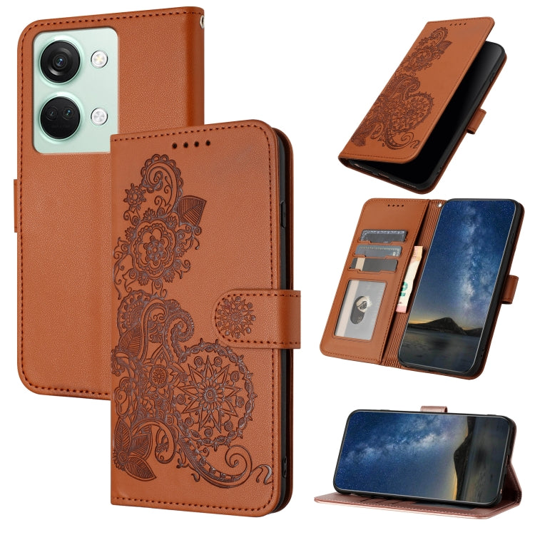 Datura Flower Embossed Flip Leather Phone Case, For OnePlus Ace 2V