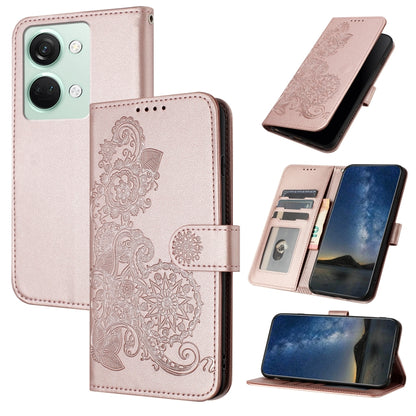 Datura Flower Embossed Flip Leather Phone Case, For OnePlus Ace 2V