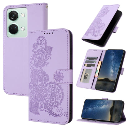 Datura Flower Embossed Flip Leather Phone Case, For OnePlus Ace 2V