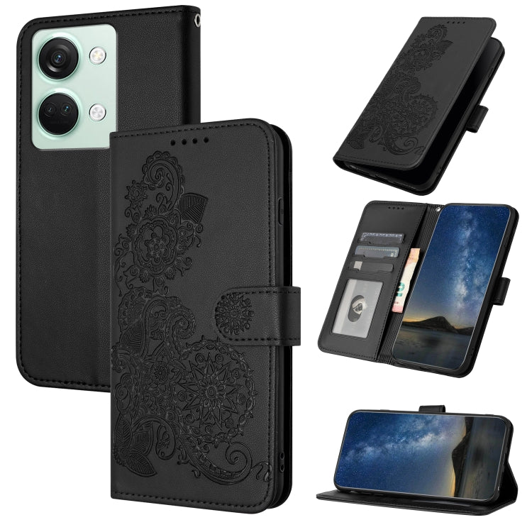 Datura Flower Embossed Flip Leather Phone Case, For OnePlus Ace 2V