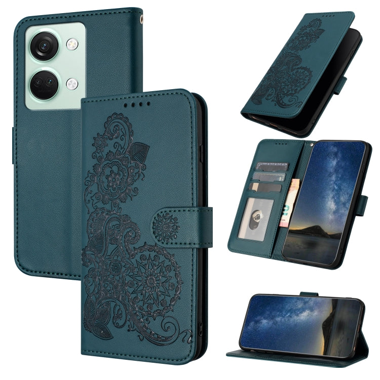 Datura Flower Embossed Flip Leather Phone Case, For OnePlus Ace 2V