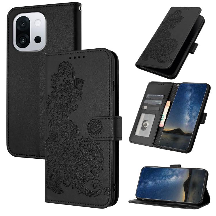 Datura Flower Embossed Flip Leather Phone Case, For OnePlus 13T, For OnePlus Ace 5 / 13R Global, For OnePlus 12