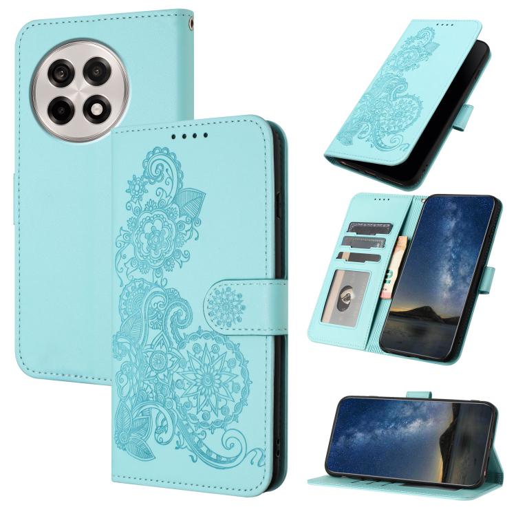 Datura Flower Embossed Flip Leather Phone Case, For OnePlus 13T, For OnePlus Ace 5 / 13R Global, For OnePlus 12