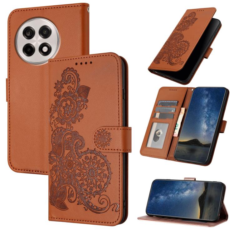 Datura Flower Embossed Flip Leather Phone Case, For OnePlus 13T, For OnePlus Ace 5 / 13R Global, For OnePlus 12