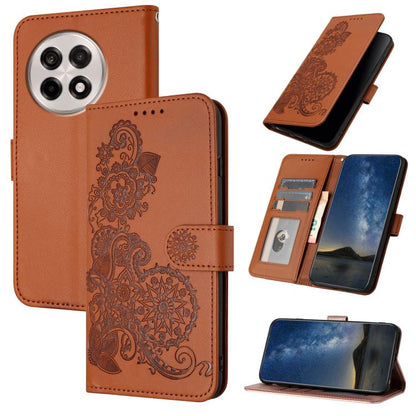 Datura Flower Embossed Flip Leather Phone Case, For OnePlus 13T, For OnePlus Ace 5 / 13R Global, For OnePlus 12