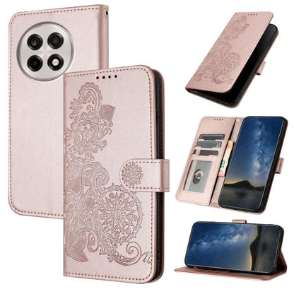 Datura Flower Embossed Flip Leather Phone Case, For OnePlus 13T, For OnePlus Ace 5 / 13R Global, For OnePlus 12