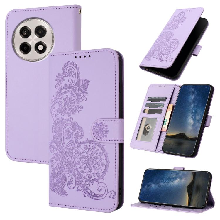 Datura Flower Embossed Flip Leather Phone Case, For OnePlus 13T, For OnePlus Ace 5 / 13R Global, For OnePlus 12