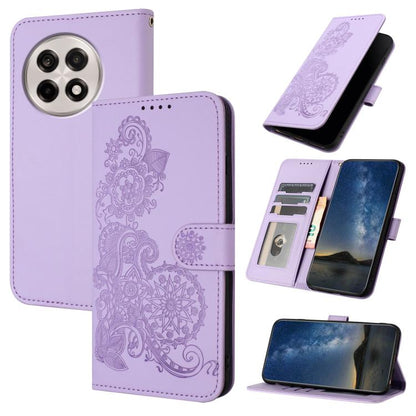 Datura Flower Embossed Flip Leather Phone Case, For OnePlus 13T, For OnePlus Ace 5 / 13R Global, For OnePlus 12