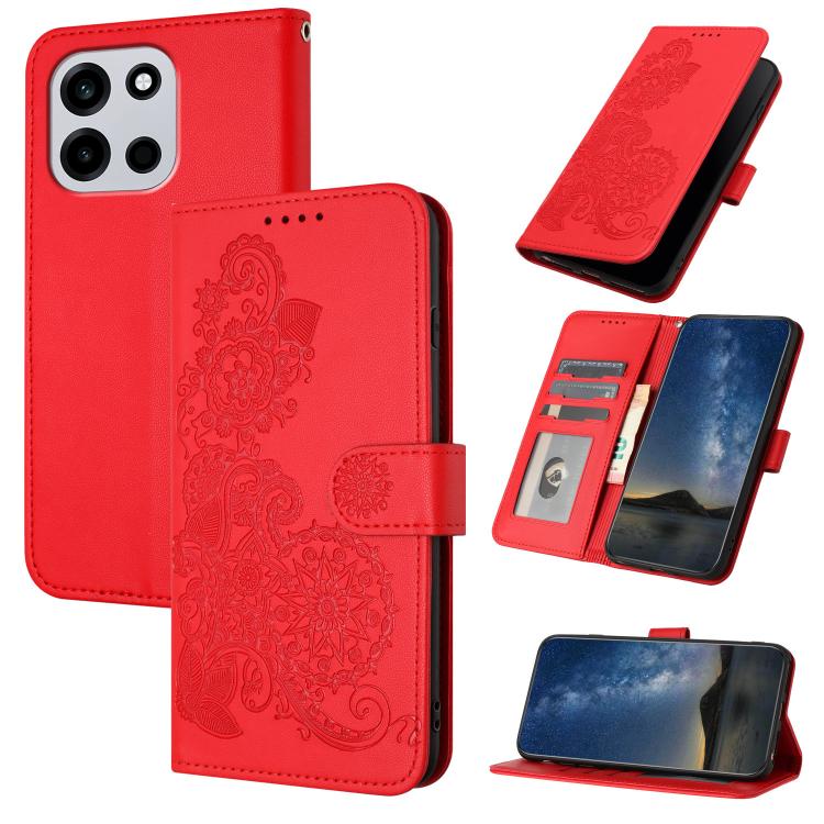 Datura Flower Embossed Flip Leather Phone Case, For OnePlus Turbo 6 / 6V, For OnePlus Ace 6, For OnePlus 15