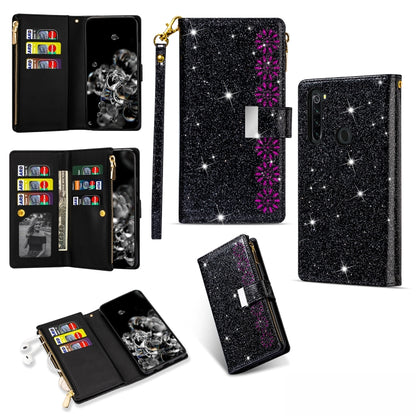 Multi-card Slots Starry Sky Laser Carving Glitter Zipper Horizontal Flip Leather Case with Holder & Wallet & Lanyard, For Xiaomi Redmi Note 8, For Xiaomi Redmi Note 8 Pro, For Xiaomi Redmi 8A / 8A Dual / 8, For Xiaomi Redmi K30