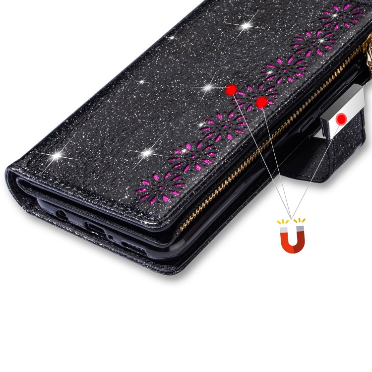 Multi-card Slots Starry Sky Laser Carving Glitter Zipper Horizontal Flip Leather Case with Holder & Wallet & Lanyard, For Xiaomi Redmi Note 8, For Xiaomi Redmi Note 8 Pro, For Xiaomi Redmi 8A / 8A Dual / 8, For Xiaomi Redmi K30