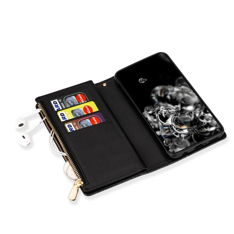 Multi-card Slots Starry Sky Laser Carving Glitter Zipper Horizontal Flip Leather Case with Holder & Wallet & Lanyard, For Xiaomi Redmi Note 8, For Xiaomi Redmi Note 8 Pro, For Xiaomi Redmi 8A / 8A Dual / 8, For Xiaomi Redmi K30