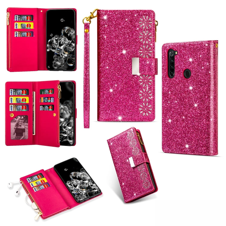 Multi-card Slots Starry Sky Laser Carving Glitter Zipper Horizontal Flip Leather Case with Holder & Wallet & Lanyard, For Xiaomi Redmi Note 8, For Xiaomi Redmi Note 8 Pro, For Xiaomi Redmi 8A / 8A Dual / 8, For Xiaomi Redmi K30