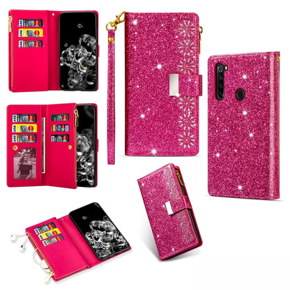 Multi-card Slots Starry Sky Laser Carving Glitter Zipper Horizontal Flip Leather Case with Holder & Wallet & Lanyard, For Xiaomi Redmi Note 8, For Xiaomi Redmi Note 8 Pro, For Xiaomi Redmi 8A / 8A Dual / 8, For Xiaomi Redmi K30