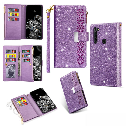 Multi-card Slots Starry Sky Laser Carving Glitter Zipper Horizontal Flip Leather Case with Holder & Wallet & Lanyard, For Xiaomi Redmi Note 8, For Xiaomi Redmi Note 8 Pro, For Xiaomi Redmi 8A / 8A Dual / 8, For Xiaomi Redmi K30
