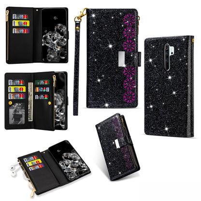 Multi-card Slots Starry Sky Laser Carving Glitter Zipper Horizontal Flip Leather Case with Holder & Wallet & Lanyard, For Xiaomi Redmi Note 8, For Xiaomi Redmi Note 8 Pro, For Xiaomi Redmi 8A / 8A Dual / 8, For Xiaomi Redmi K30