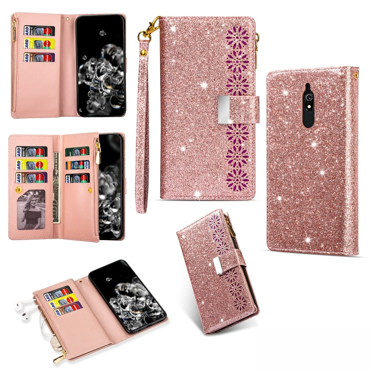 Multi-card Slots Starry Sky Laser Carving Glitter Zipper Horizontal Flip Leather Case with Holder & Wallet & Lanyard, For Xiaomi Redmi Note 8, For Xiaomi Redmi Note 8 Pro, For Xiaomi Redmi 8A / 8A Dual / 8, For Xiaomi Redmi K30