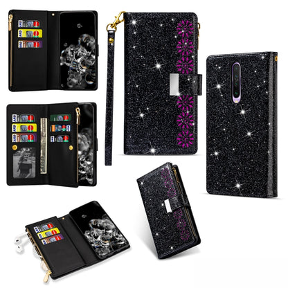 Multi-card Slots Starry Sky Laser Carving Glitter Zipper Horizontal Flip Leather Case with Holder & Wallet & Lanyard, For Xiaomi Redmi Note 8, For Xiaomi Redmi Note 8 Pro, For Xiaomi Redmi 8A / 8A Dual / 8, For Xiaomi Redmi K30
