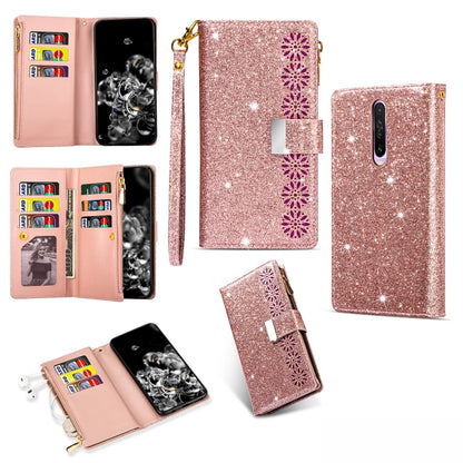 Multi-card Slots Starry Sky Laser Carving Glitter Zipper Horizontal Flip Leather Case with Holder & Wallet & Lanyard, For Xiaomi Redmi Note 8, For Xiaomi Redmi Note 8 Pro, For Xiaomi Redmi 8A / 8A Dual / 8, For Xiaomi Redmi K30