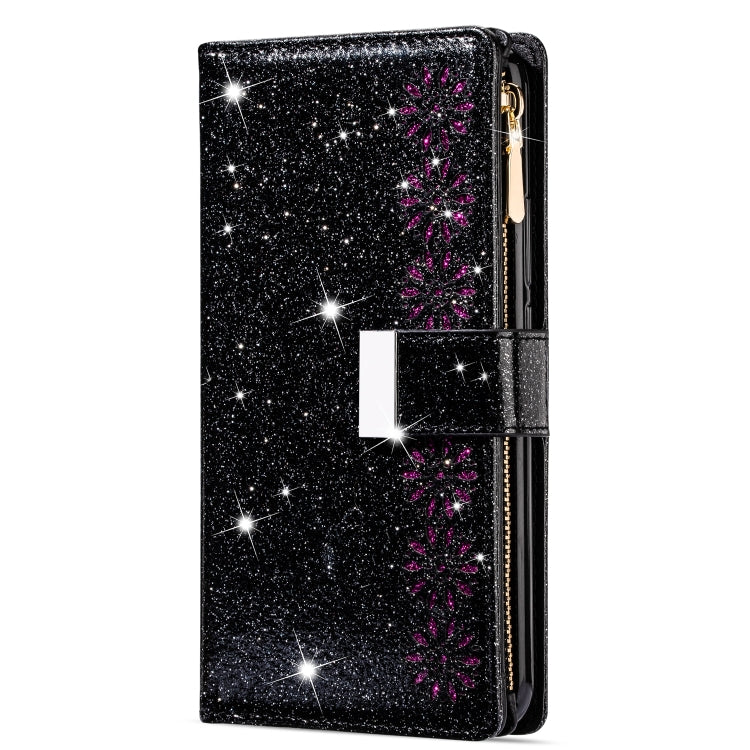 Multi-card Slots Starry Sky Laser Carving Glitter Zipper Horizontal Flip Leather Case with Holder & Wallet & Lanyard, For Xiaomi Redmi K30 Pro, For Xiaomi Mi 9 / Mi 9 Explorer, For Xiaomi Mi CC9 Pro, For Xiaomi Note 10 Pro