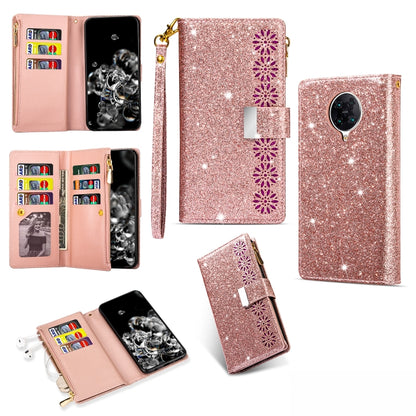 Multi-card Slots Starry Sky Laser Carving Glitter Zipper Horizontal Flip Leather Case with Holder & Wallet & Lanyard, For Xiaomi Redmi K30 Pro, For Xiaomi Mi 9 / Mi 9 Explorer, For Xiaomi Mi CC9 Pro, For Xiaomi Note 10 Pro