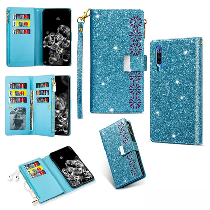 Multi-card Slots Starry Sky Laser Carving Glitter Zipper Horizontal Flip Leather Case with Holder & Wallet & Lanyard, For Xiaomi Redmi K30 Pro, For Xiaomi Mi 9 / Mi 9 Explorer, For Xiaomi Mi CC9 Pro, For Xiaomi Note 10 Pro