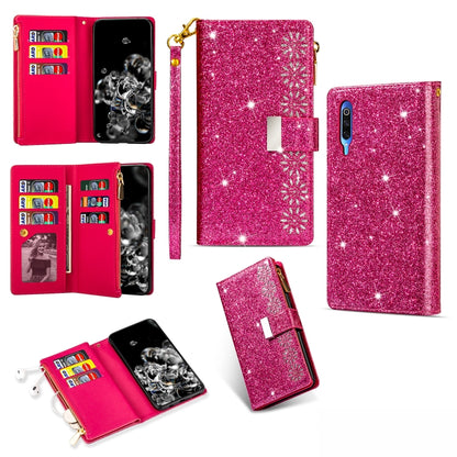 Multi-card Slots Starry Sky Laser Carving Glitter Zipper Horizontal Flip Leather Case with Holder & Wallet & Lanyard, For Xiaomi Redmi K30 Pro, For Xiaomi Mi 9 / Mi 9 Explorer, For Xiaomi Mi CC9 Pro, For Xiaomi Note 10 Pro