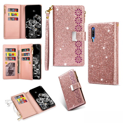 Multi-card Slots Starry Sky Laser Carving Glitter Zipper Horizontal Flip Leather Case with Holder & Wallet & Lanyard, For Xiaomi Redmi K30 Pro, For Xiaomi Mi 9 / Mi 9 Explorer, For Xiaomi Mi CC9 Pro, For Xiaomi Note 10 Pro