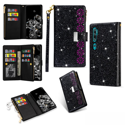 Multi-card Slots Starry Sky Laser Carving Glitter Zipper Horizontal Flip Leather Case with Holder & Wallet & Lanyard, For Xiaomi Redmi K30 Pro, For Xiaomi Mi 9 / Mi 9 Explorer, For Xiaomi Mi CC9 Pro, For Xiaomi Note 10 Pro