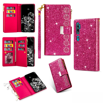 Multi-card Slots Starry Sky Laser Carving Glitter Zipper Horizontal Flip Leather Case with Holder & Wallet & Lanyard, For Xiaomi Redmi K30 Pro, For Xiaomi Mi 9 / Mi 9 Explorer, For Xiaomi Mi CC9 Pro, For Xiaomi Note 10 Pro