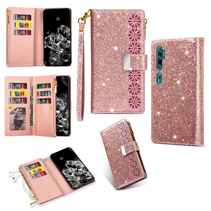 Multi-card Slots Starry Sky Laser Carving Glitter Zipper Horizontal Flip Leather Case with Holder & Wallet & Lanyard, For Xiaomi Redmi K30 Pro, For Xiaomi Mi 9 / Mi 9 Explorer, For Xiaomi Mi CC9 Pro, For Xiaomi Note 10 Pro