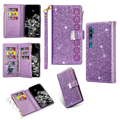 Multi-card Slots Starry Sky Laser Carving Glitter Zipper Horizontal Flip Leather Case with Holder & Wallet & Lanyard, For Xiaomi Redmi K30 Pro, For Xiaomi Mi 9 / Mi 9 Explorer, For Xiaomi Mi CC9 Pro, For Xiaomi Note 10 Pro