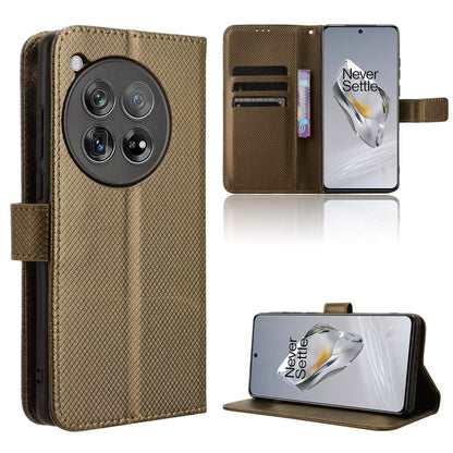 Diamond Texture Leather Phone Case, For OnePlus 12R / Ace 3 5G, For OnePlus 12