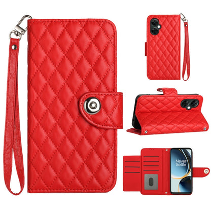 Rhombic Texture Flip Leather Phone Case with Lanyard, For OnePlus 12R, For OnePlus 12 5G Global, For OnePlus CE 3 Lite 5G / Nord N30, For OnePlus Nord CE3