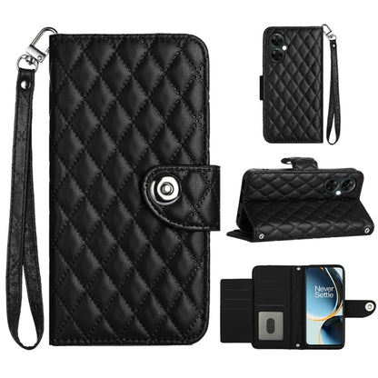 Rhombic Texture Flip Leather Phone Case with Lanyard, For OnePlus 12R, For OnePlus 12 5G Global, For OnePlus CE 3 Lite 5G / Nord N30, For OnePlus Nord CE3