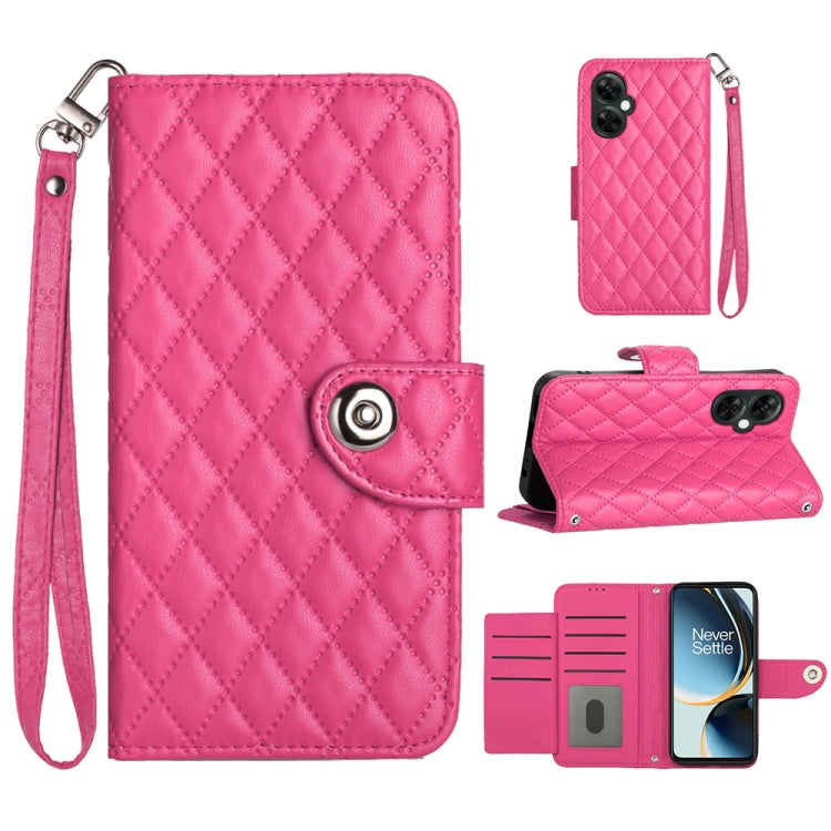 Rhombic Texture Flip Leather Phone Case with Lanyard, For OnePlus 12R, For OnePlus 12 5G Global, For OnePlus CE 3 Lite 5G / Nord N30, For OnePlus Nord CE3