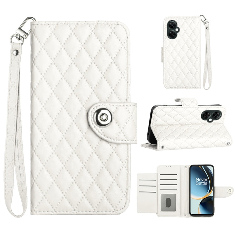 Rhombic Texture Flip Leather Phone Case with Lanyard, For OnePlus 12R, For OnePlus 12 5G Global, For OnePlus CE 3 Lite 5G / Nord N30, For OnePlus Nord CE3