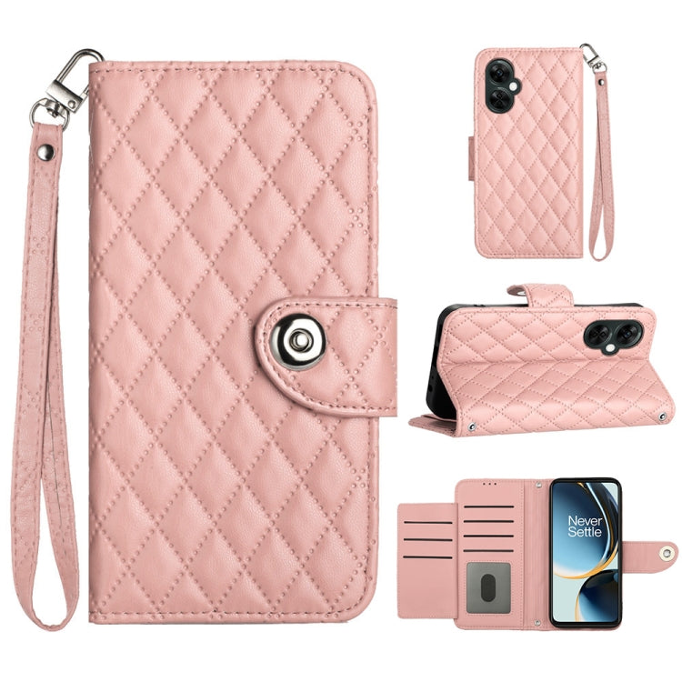 Rhombic Texture Flip Leather Phone Case with Lanyard, For OnePlus 12R, For OnePlus 12 5G Global, For OnePlus CE 3 Lite 5G / Nord N30, For OnePlus Nord CE3