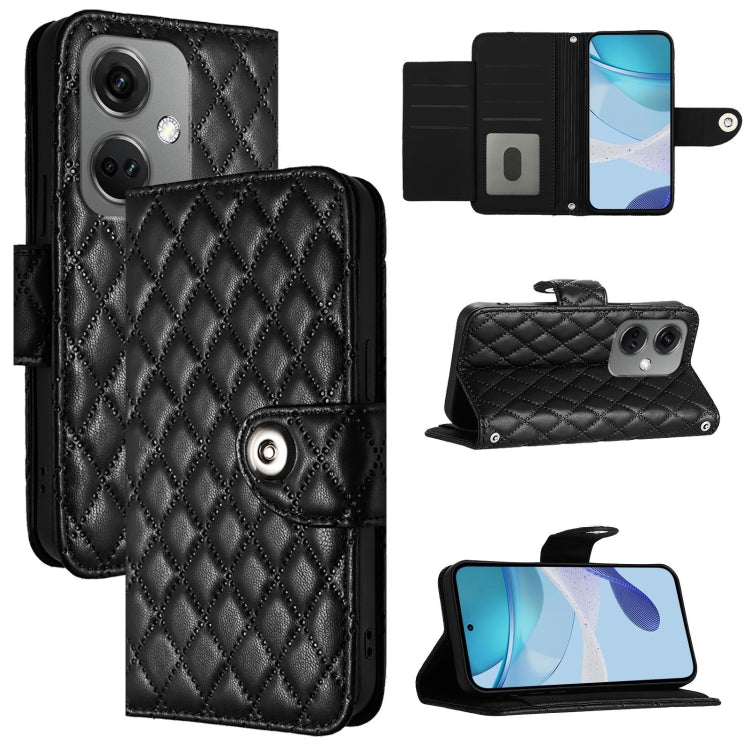 Rhombic Texture Flip Leather Phone Case with Lanyard, For OnePlus 12R, For OnePlus 12 5G Global, For OnePlus CE 3 Lite 5G / Nord N30, For OnePlus Nord CE3