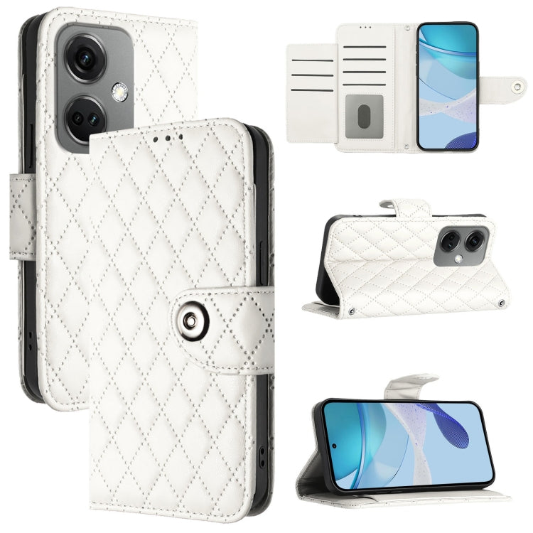 Rhombic Texture Flip Leather Phone Case with Lanyard, For OnePlus 12R, For OnePlus 12 5G Global, For OnePlus CE 3 Lite 5G / Nord N30, For OnePlus Nord CE3
