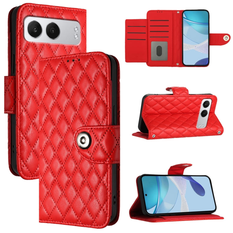 Rhombic Texture Flip Leather Phone Case with Lanyard, For OnePlus 13R / Ace 5 Pro 5G, For OnePlus Nord 4 5G, For OnePlus Nord 4 5G Global, For OnePlus Nord CE4 Lite