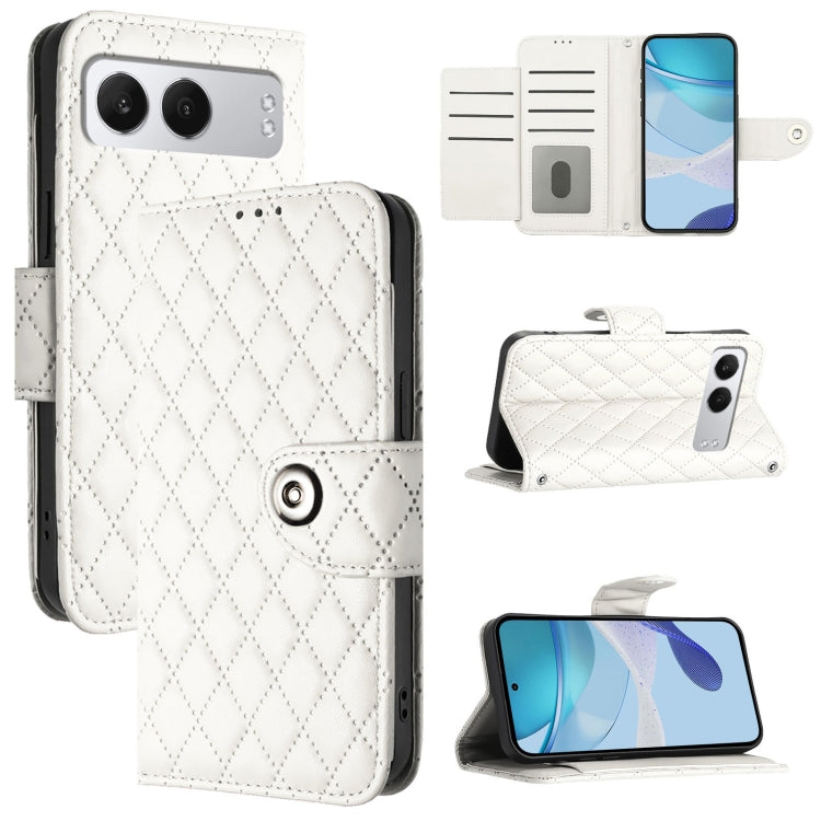 Rhombic Texture Flip Leather Phone Case with Lanyard, For OnePlus 13R / Ace 5 Pro 5G, For OnePlus Nord 4 5G, For OnePlus Nord 4 5G Global, For OnePlus Nord CE4 Lite