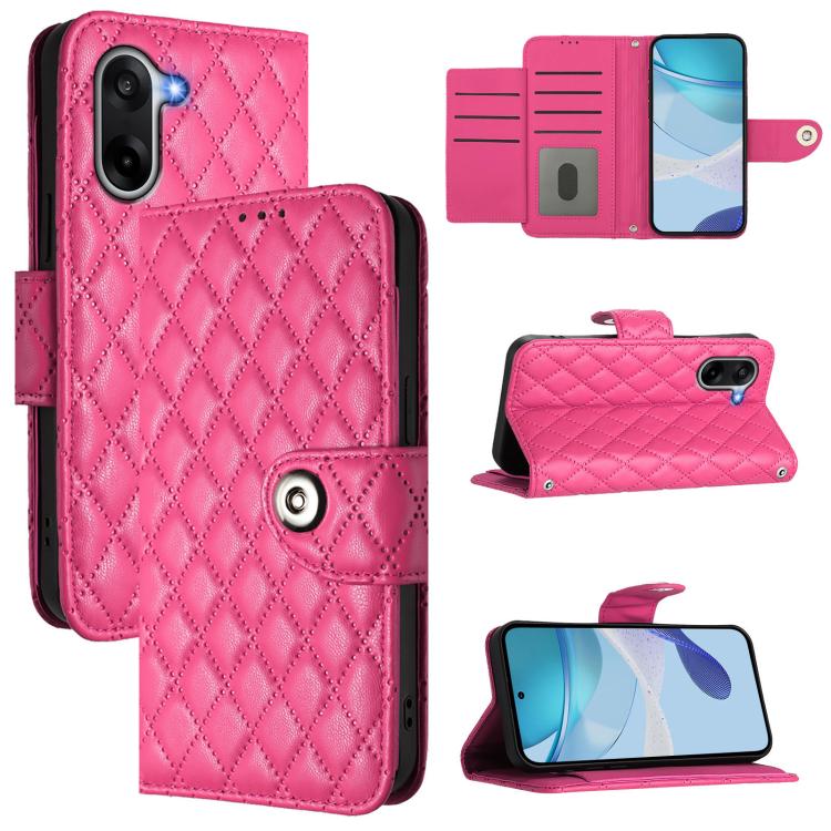 Rhombic Texture Flip Leather Phone Case with Lanyard, For OnePlus Turbo 6X Pro 5G, For OnePlus Turbo 6 / Turbo 6V, For OnePlus Ace 5 Ultra, For OnePlus Ace 5 Racing