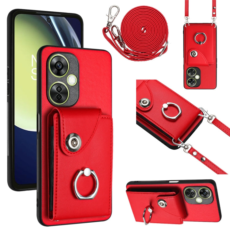 Organ Card Bag Ring Holder Phone Case with Long Lanyard, For OnePlus Nord CE4 Lite 5G, For OnePlus Nord CE4, For OnePlus Nord CE 3 Lite